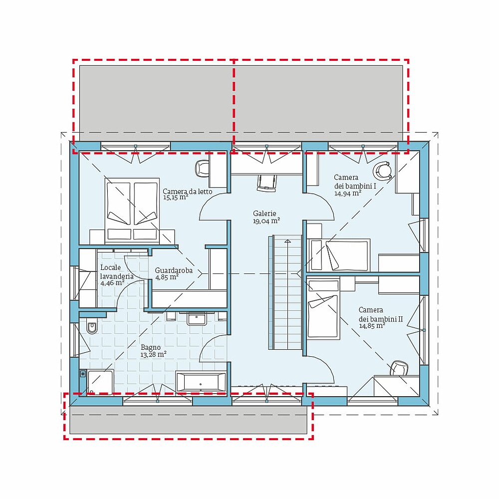 Casa Prefabbricata Villa 174: Opzione di pianificazione piano superiore