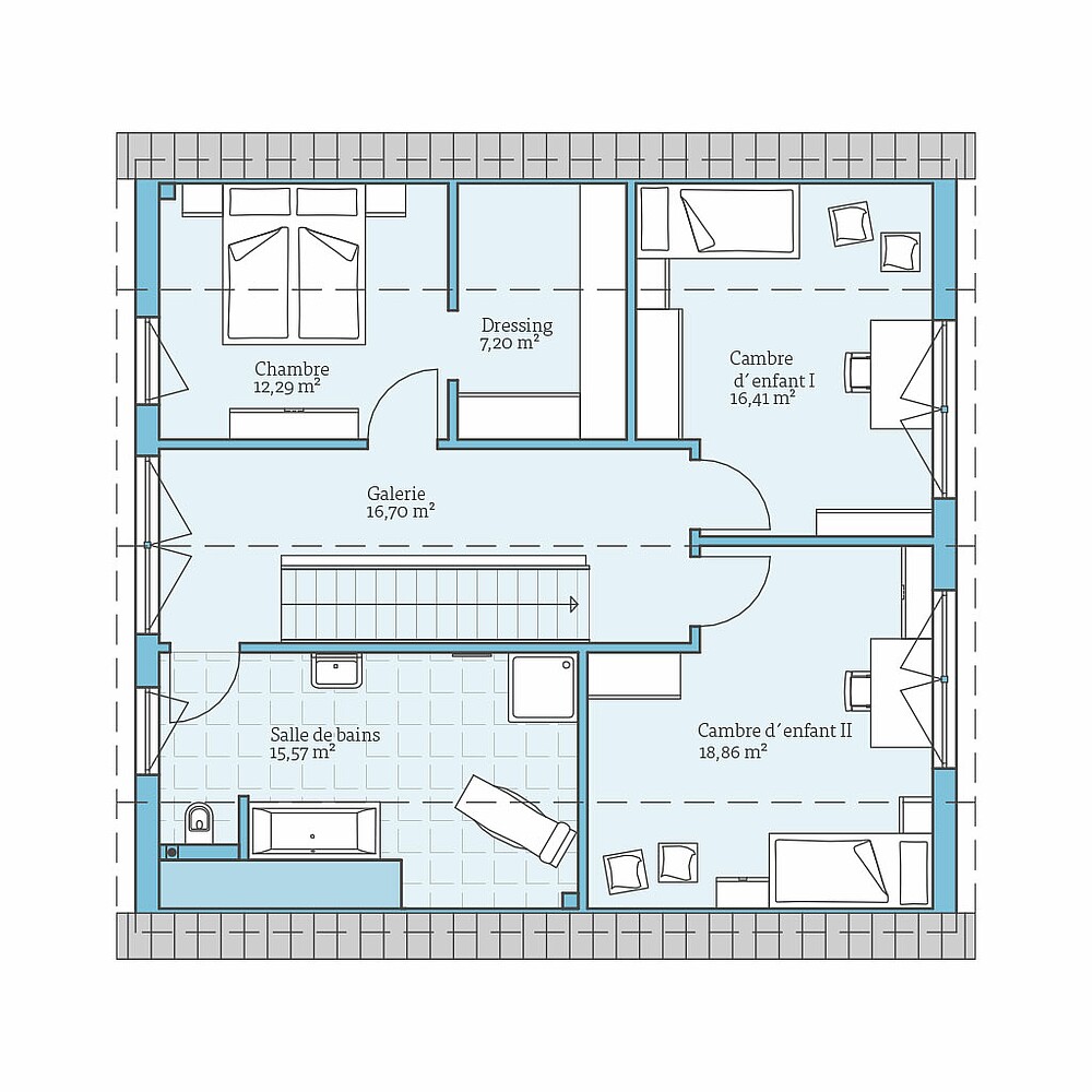 Maison Prefabriquee Variant 35-176: Plan etage mansarde