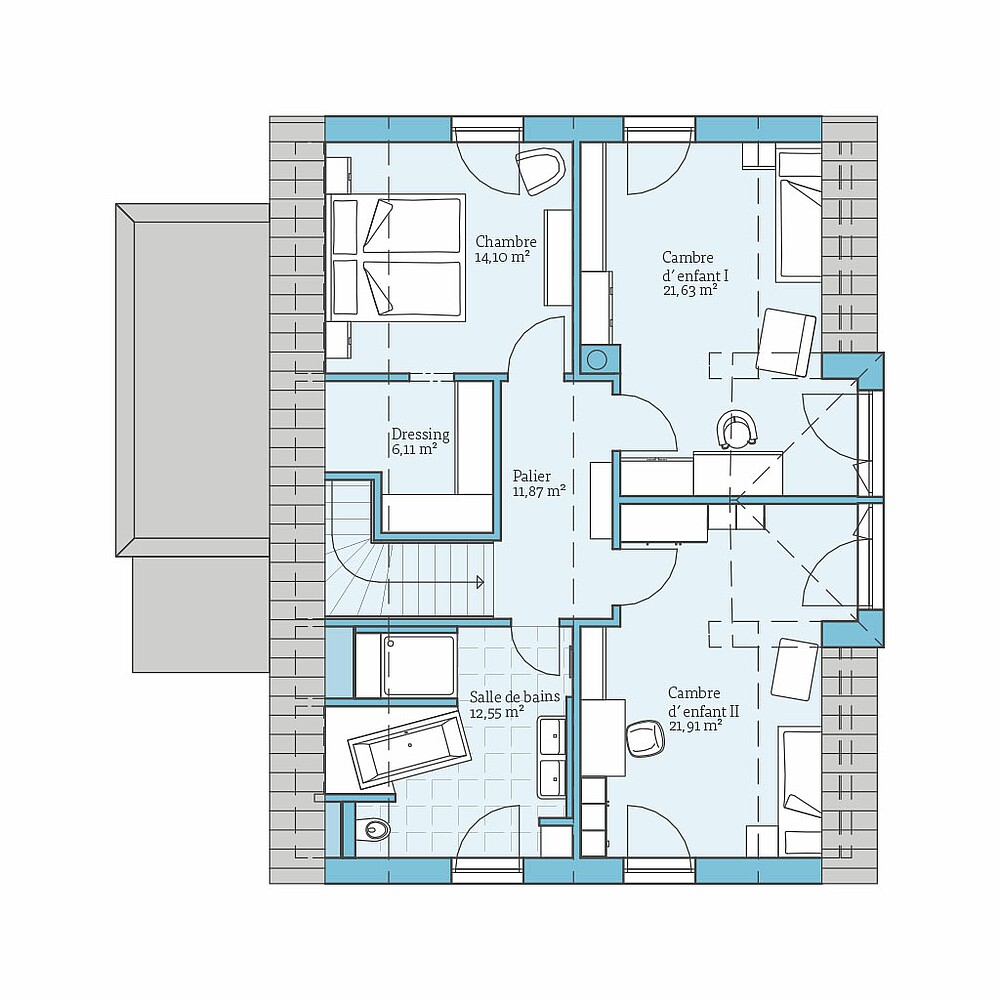 Maison Prefabriquee Variant 192: Plan etage mansarde
