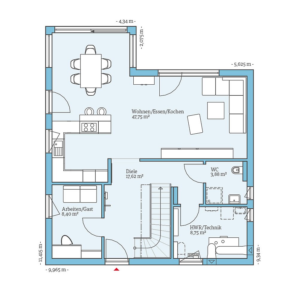 QNG⁺-Line: Variant 35-160: Grundriss EG - Hanse Haus