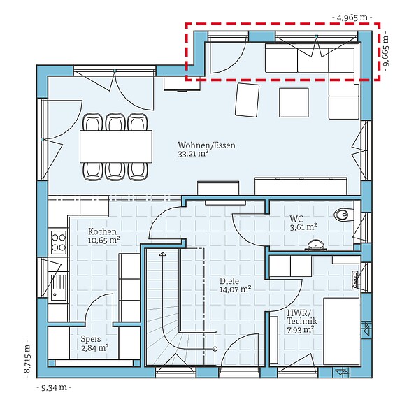 Fertighaus Variant 25-135: Grundrissoption EG