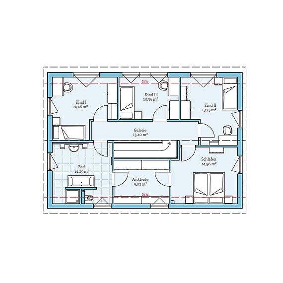 Fertighaus Variant 25-183 mit Einliegerwohnung: Grundriss DG