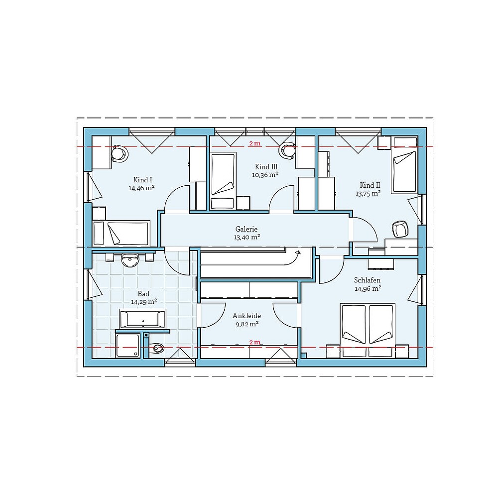 Dachgeschoss Fertighaus Variant 25-183 mit Einliegerwohnung: Grundriss DG