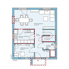 Villa 124 – Planungsoption 1 (EG) QNG⁺-Line: Villa 124: Grundrissoption 1 EG - Hanse Hause