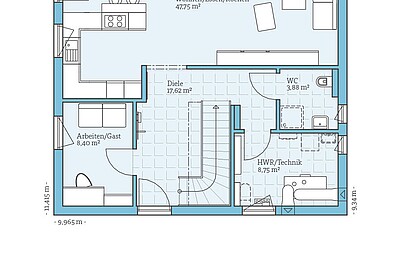 QNG⁺-Line: Fertighaus Variant 35-160: Grundriss EG