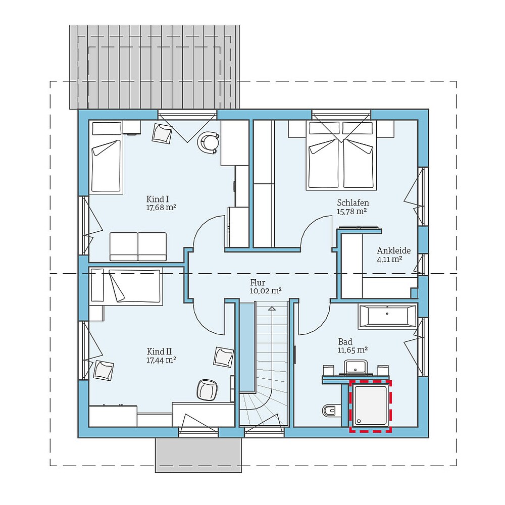 QNG⁺-Line: Villa 163: Grundrissoption 1 OG - Hanse Haus