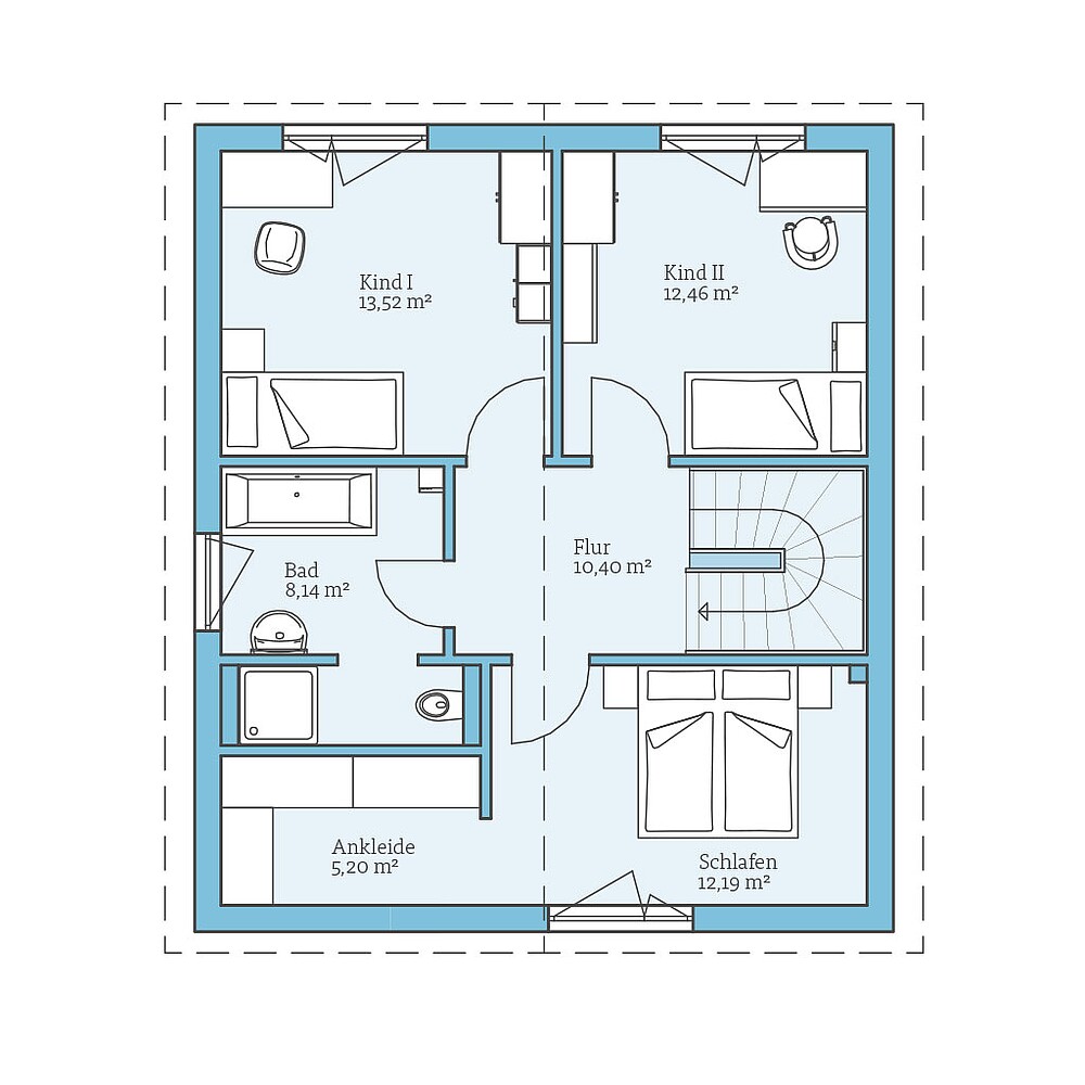QNG⁺-Line: Villa 124: Grundriss OG - Hanse Hause