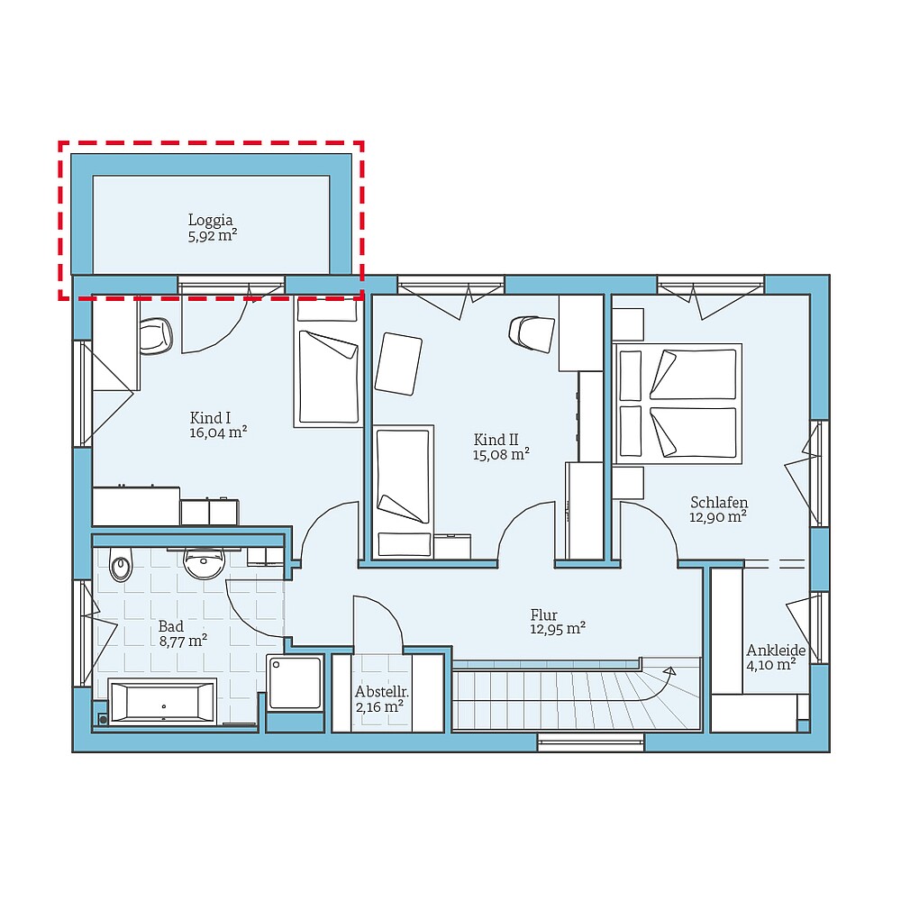 Fertighaus Cubus 148: Grundrissoption OG
