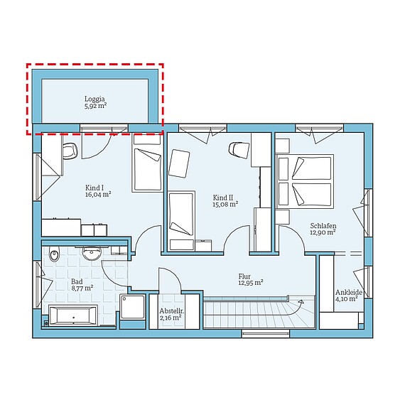 Fertighaus Cubus 148: Grundrissoption OG