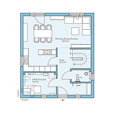 Villa 124 – Basisgrundriss (EG) QNG⁺-Line: Villa 124: Grundriss EG - Hanse Hause