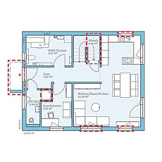 Villa 133 – Planungsoption (EG) QNG⁺-Line: Villa 133: Grundrissoption 1 EG - Hanse Haus
