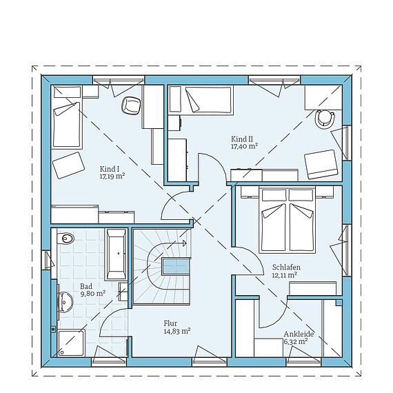 Fertighaus Villa 156: Grundriss OG