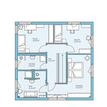 Fertighaus Cubus 167: Grundriss OG