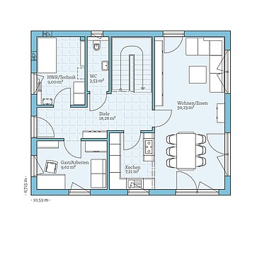 Fertighaus Variant 35-152: Grundriss EG