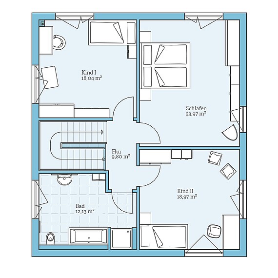 Fertighaus Cubus 162: Grundriss OG