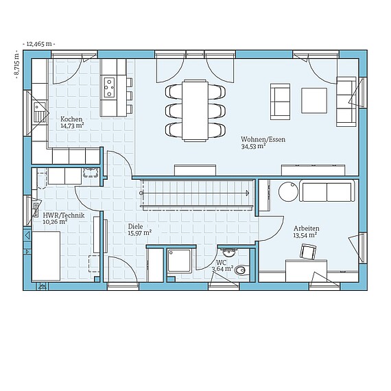 Fertighaus Villa 183: Grundriss EG