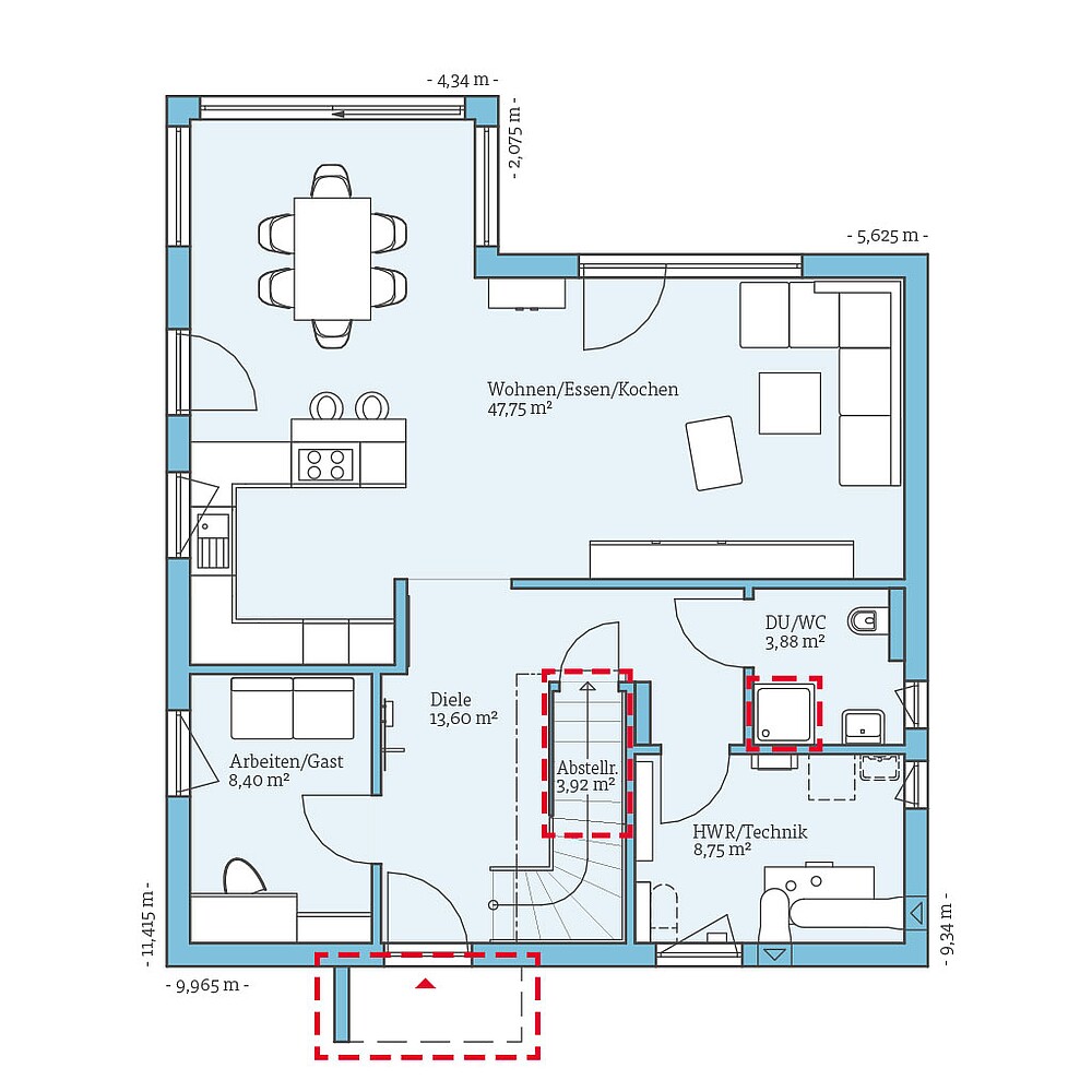 QNG⁺-Line: Variant 35-160: Grundrissoption 1 EG - Hanse Haus