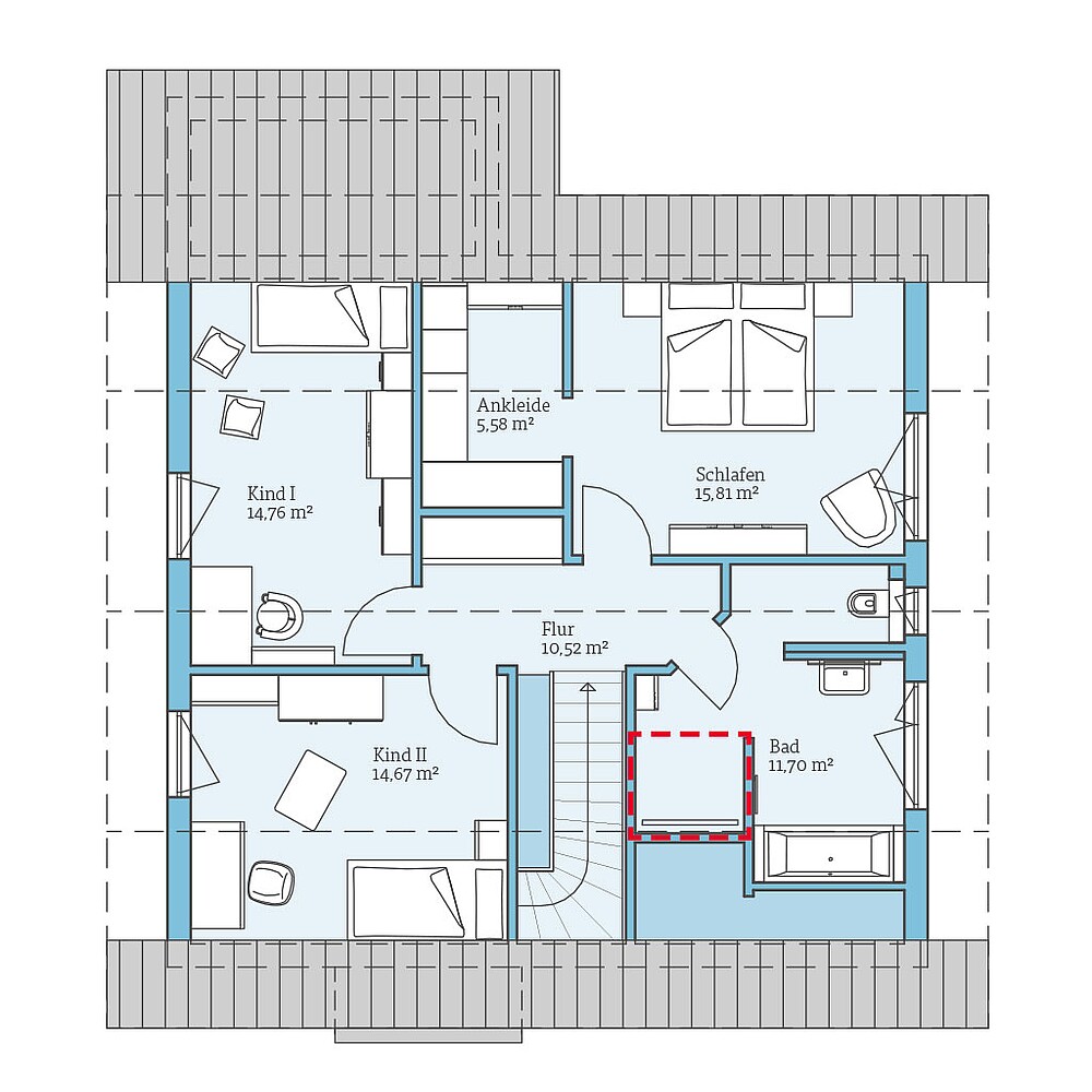 QNG⁺-Line: Variant 35-160: Grundrissoption 1 DG - Hanse Haus