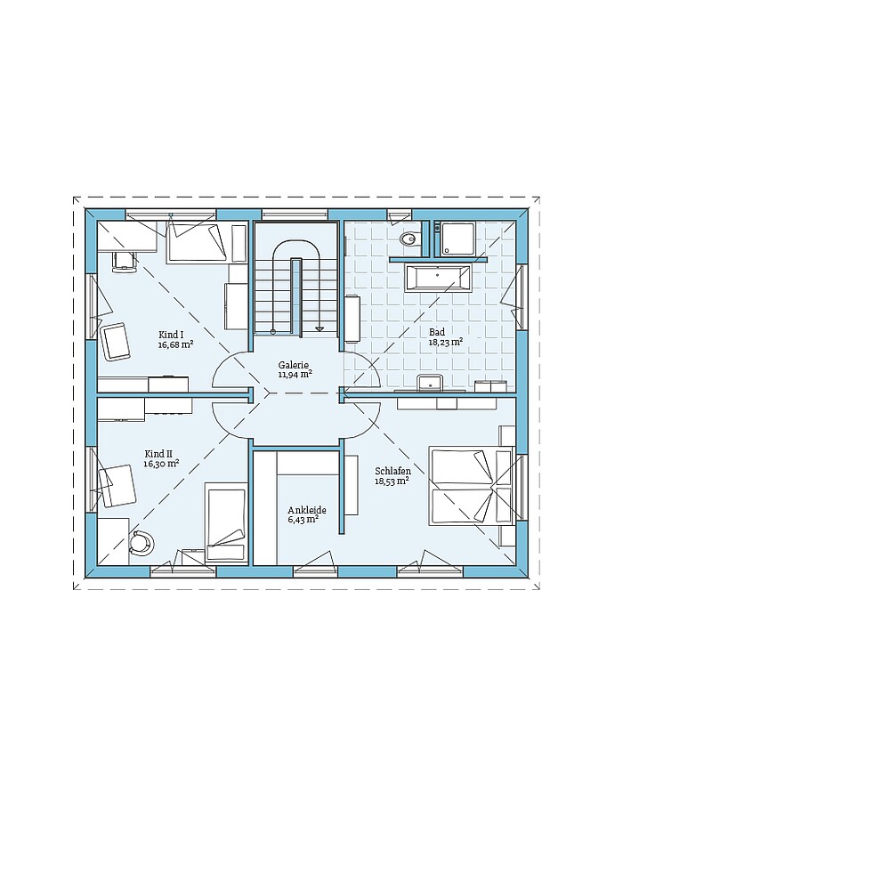 Fertighaus Villa 177: Grundriss OG