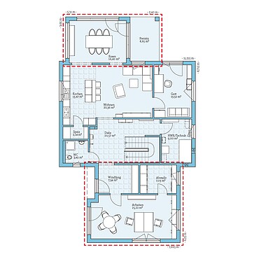 Fertighaus Villa 165: Grundrissoption EG