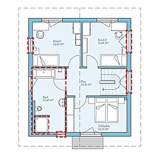 Villa 124 – Planungsoption 1 (OG) QNG⁺-Line: Villa 124: Grundrissoption 1 OG - Hanse Hause
