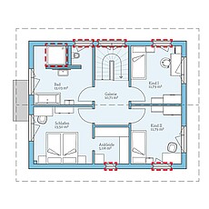 Villa 133 – Planungsoption (OG) QNG⁺-Line: Villa 133: Grundrissoption 1 OG - Hanse Haus