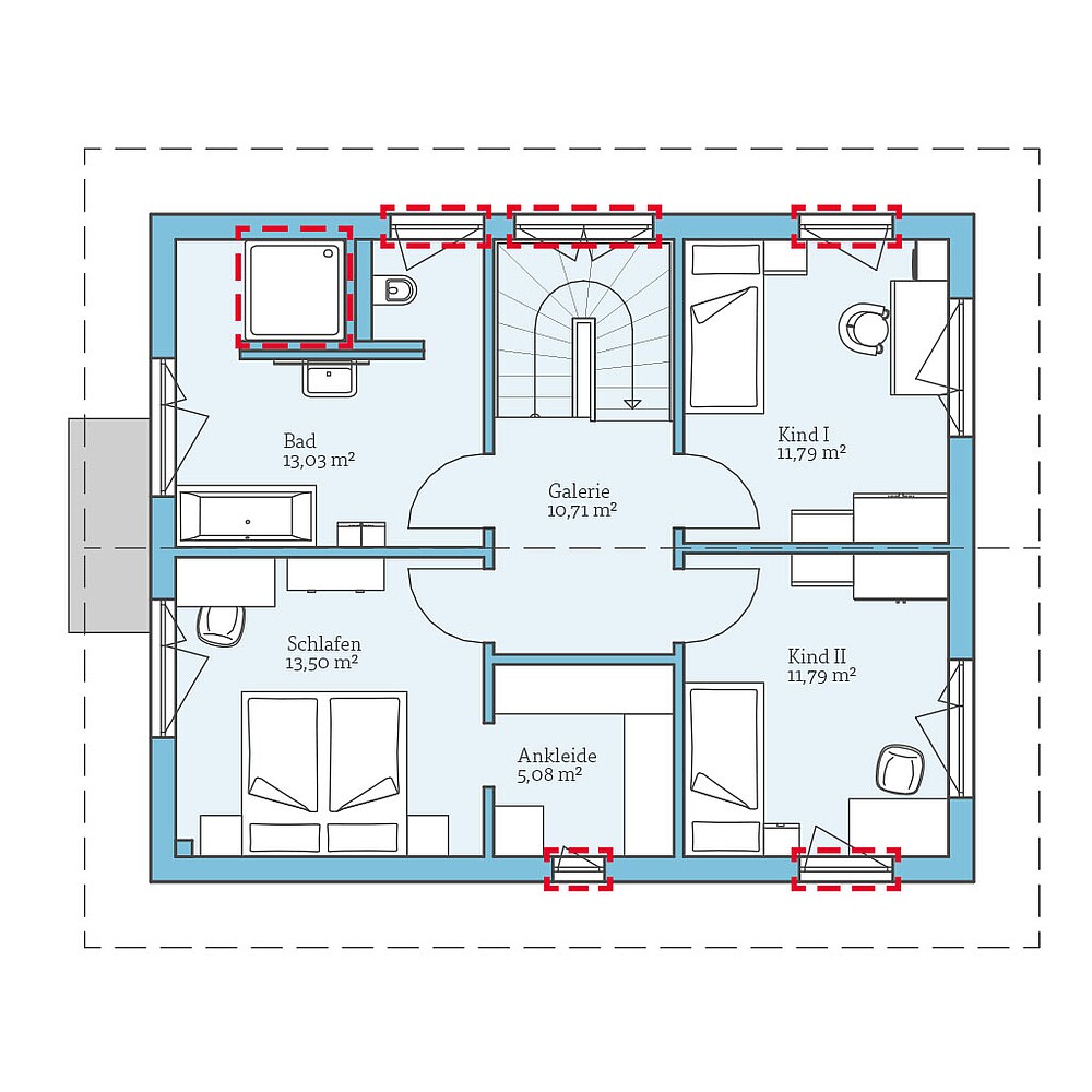 QNG⁺-Line: Villa 133: Grundrissoption 1 OG - Hanse Haus