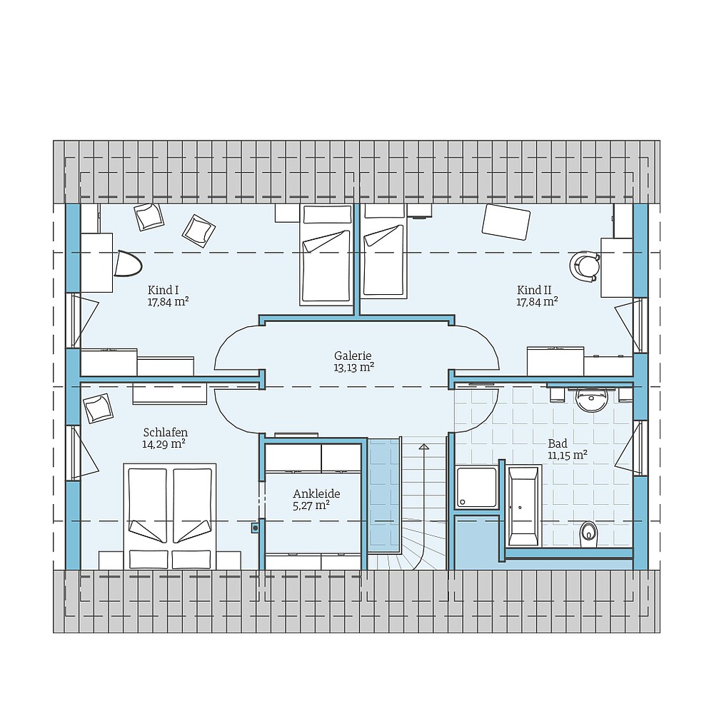 Dachgeschoss Fertighaus Variant 45-175: Grundriss DG