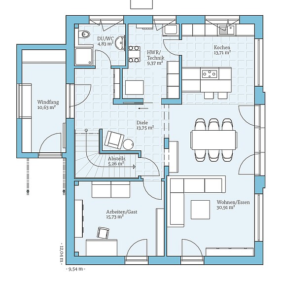 Fertighaus Variant 192: Grundriss EG