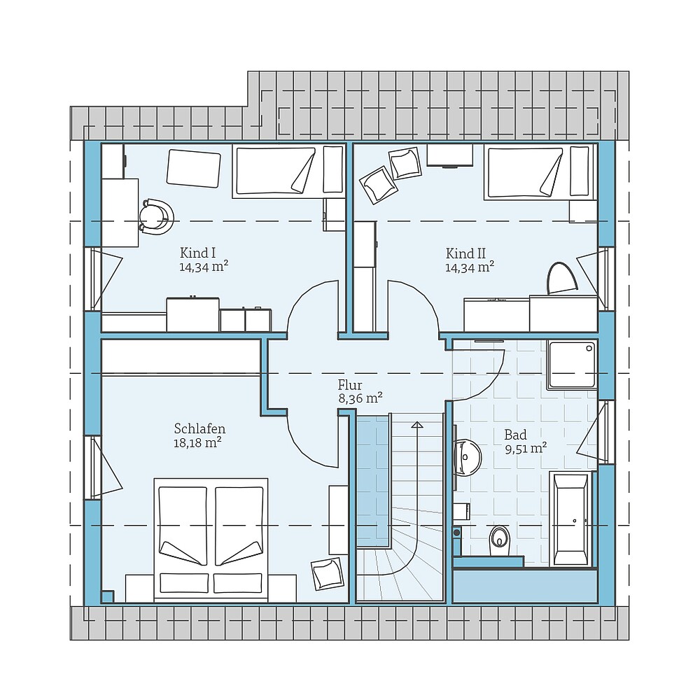 Dachgeschoss Fertighaus Variant 35-137: Grundriss DG