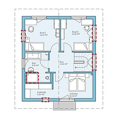 QNG⁺-Line: Fertighaus Villa 124: Grundrissoption 1 OG