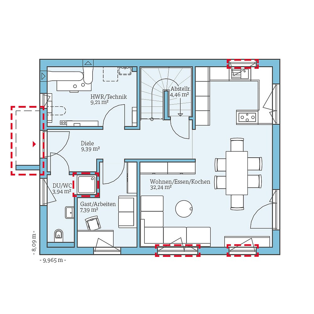 QNG⁺-Line: Variant 38-130: Grundrissoption 1 EG - Hanse Hause