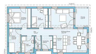 Fertighaus Bungalow 109: Grundriss EG