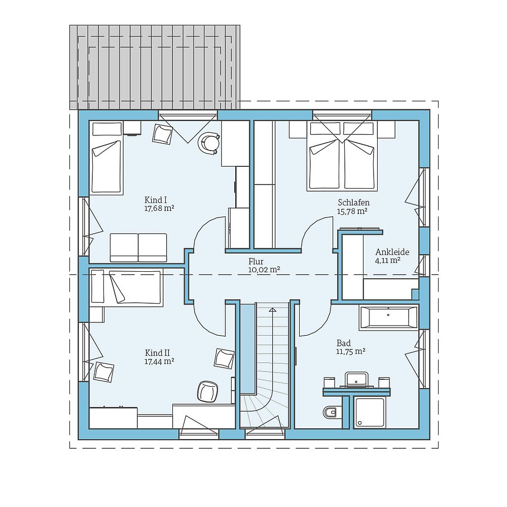 QNG⁺-Line: Villa 163: Grundriss OG - Hanse Haus