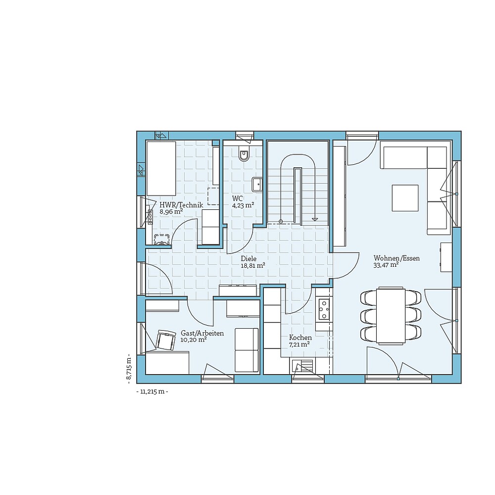 Erdgeschoss Fertighaus Variant 35-161: Grundriss EG