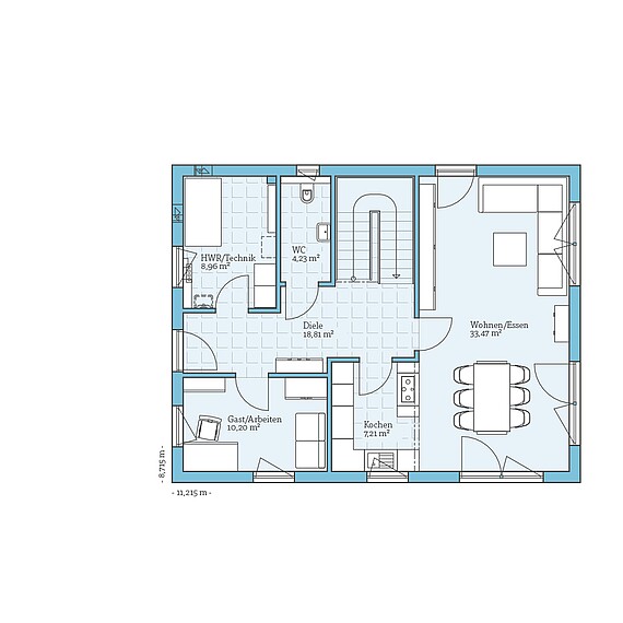 Fertighaus Variant 35-161: Grundriss EG