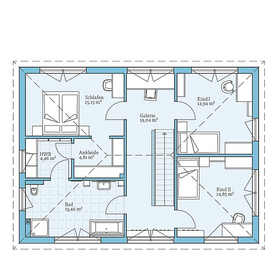 Fertighaus Villa 174: Grundriss OG