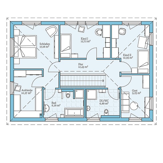 Fertighaus Villa 183: Grundriss OG