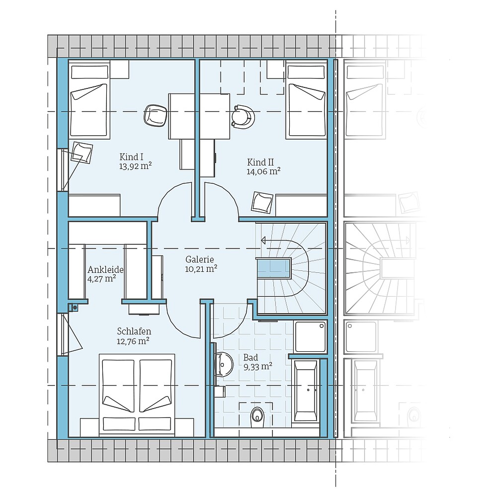 Fertighaus Doppelhaus 35-130: Grundriss DG