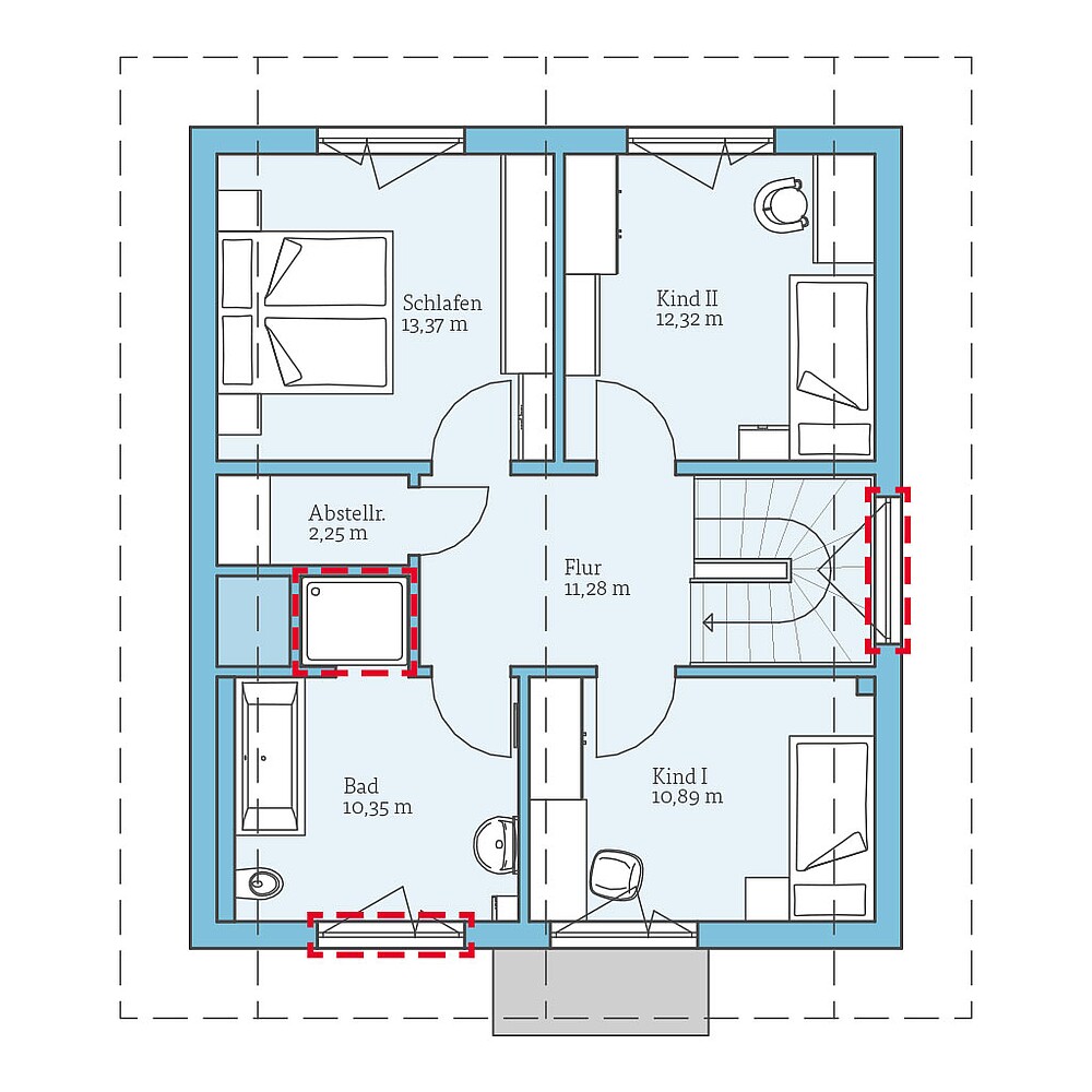 QNG⁺-Line: Variant 28-123: Grundrissoption 1 DG - Hanse Haus