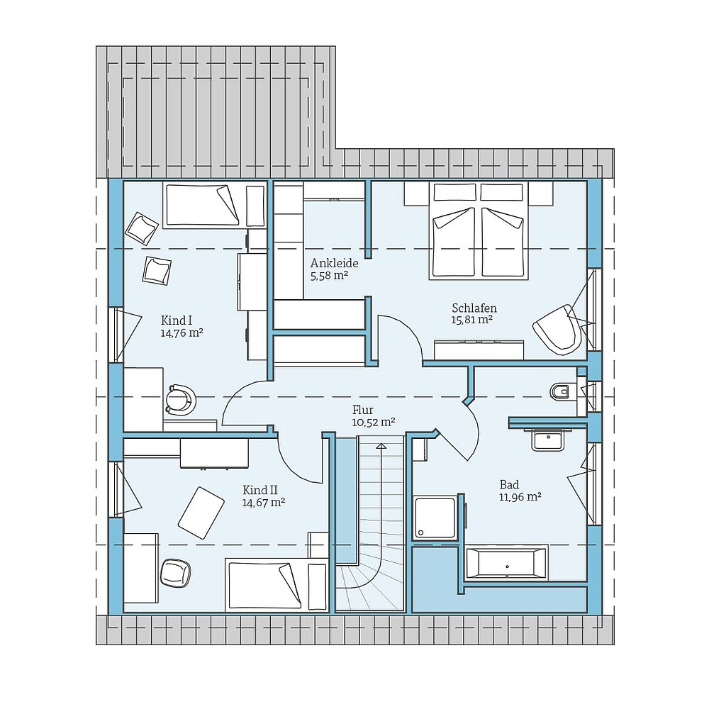 QNG⁺-Line: Variant 35-160: Grundriss DG - Hanse Haus