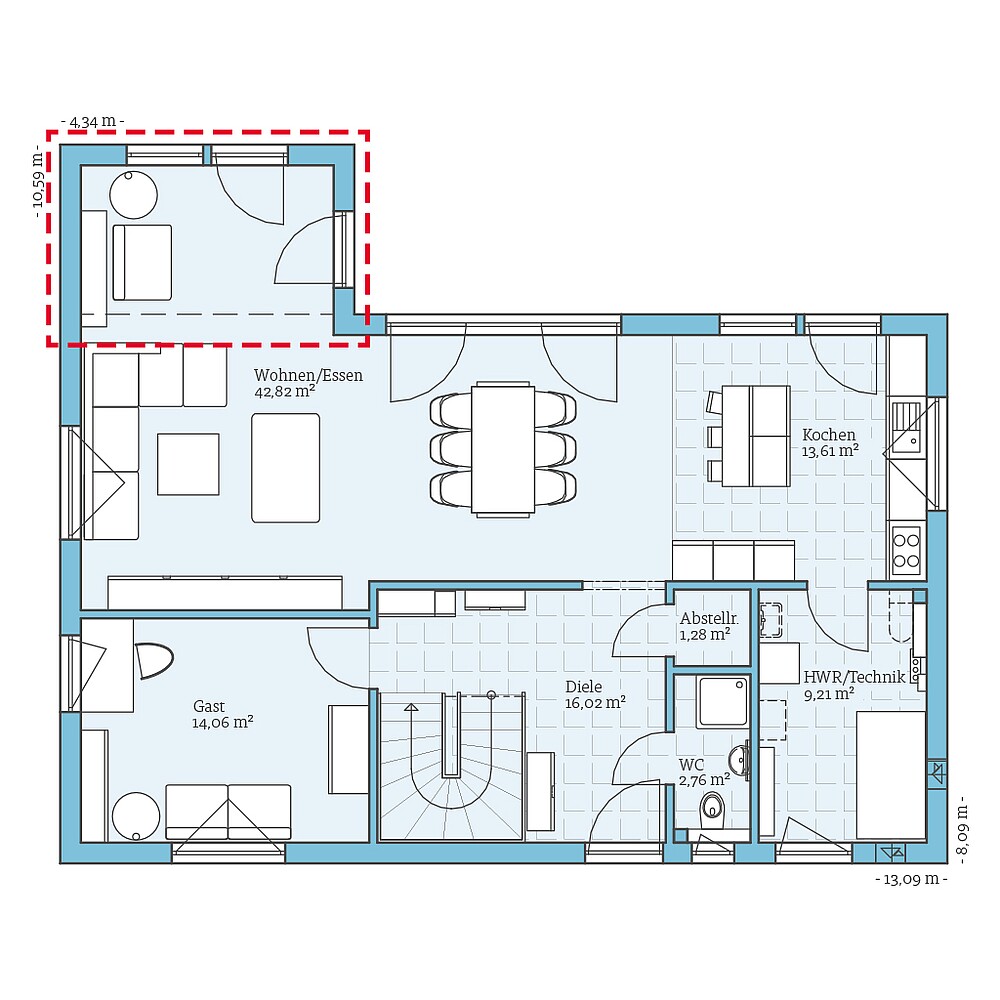 Fertighaus Vita 180: Grundrissoption EG