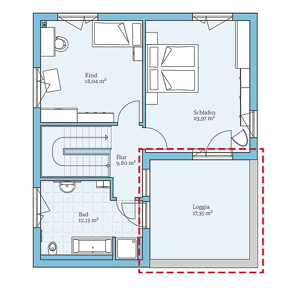 Fertighaus Cubus 162: Grundrissoption OG