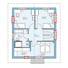 Villa 124 – Planungsoption 2 (OG) QNG⁺-Line: Villa 124: Grundrissoption 2 OG - Hanse Hause