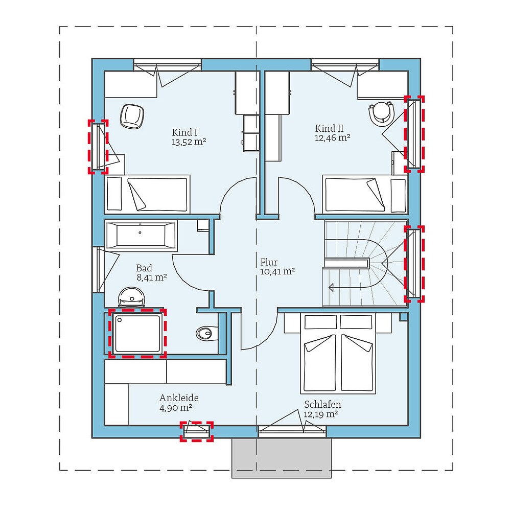 QNG⁺-Line: Villa 124: Grundrissoption 2 OG - Hanse Hause