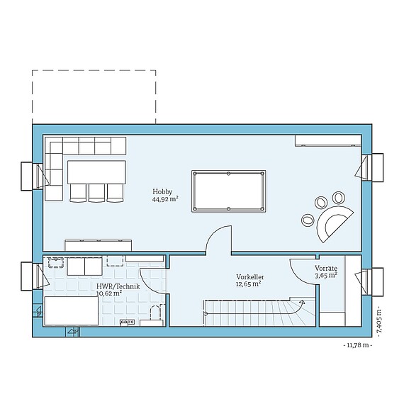 Fertighaus Cubus 148: Grundrissoption KG