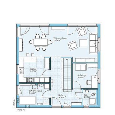 Fertighaus Cubus 167: Grundriss EG