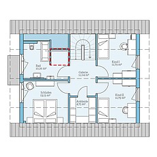 Variant 38-130 – Planungsoption (DG) QNG⁺-Line: Variant 38-130: Grundrissoption 1 DG - Hanse Hause