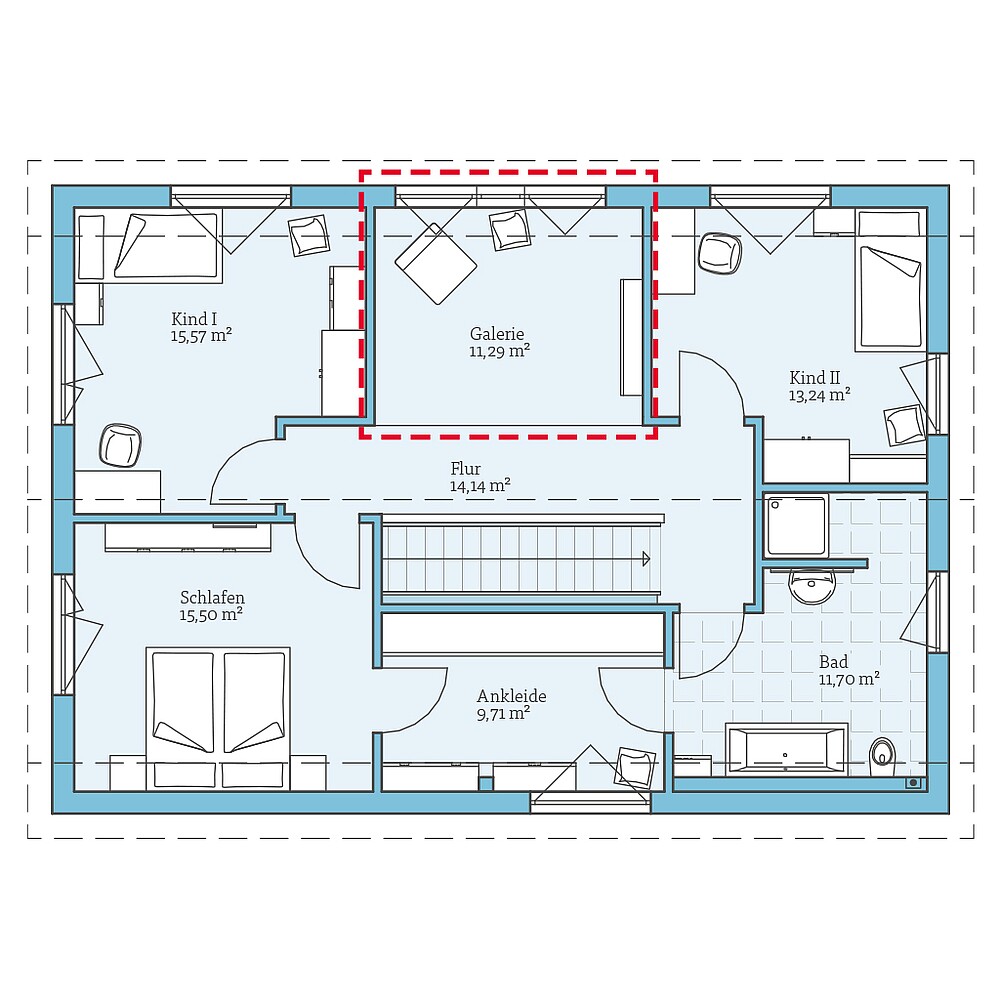 Planungsoption Dachgeschoss Fertighaus Variant 25-183: Grundrissoption DG