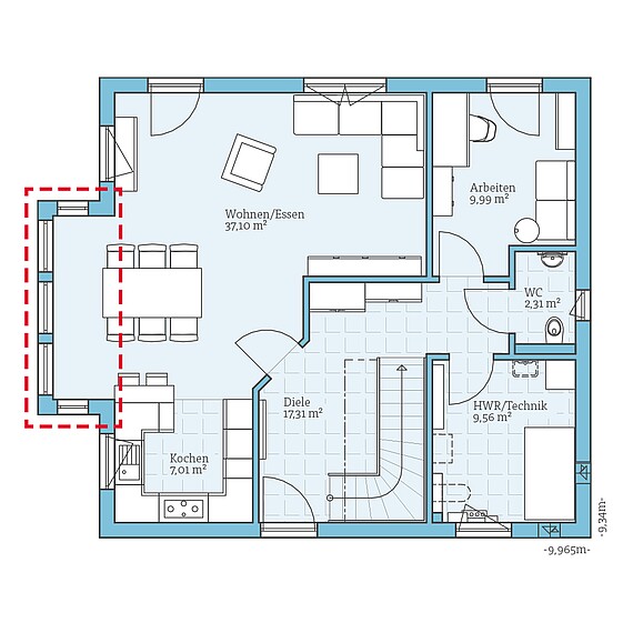 Fertighaus Variant 45-145: Grundrissoption EG